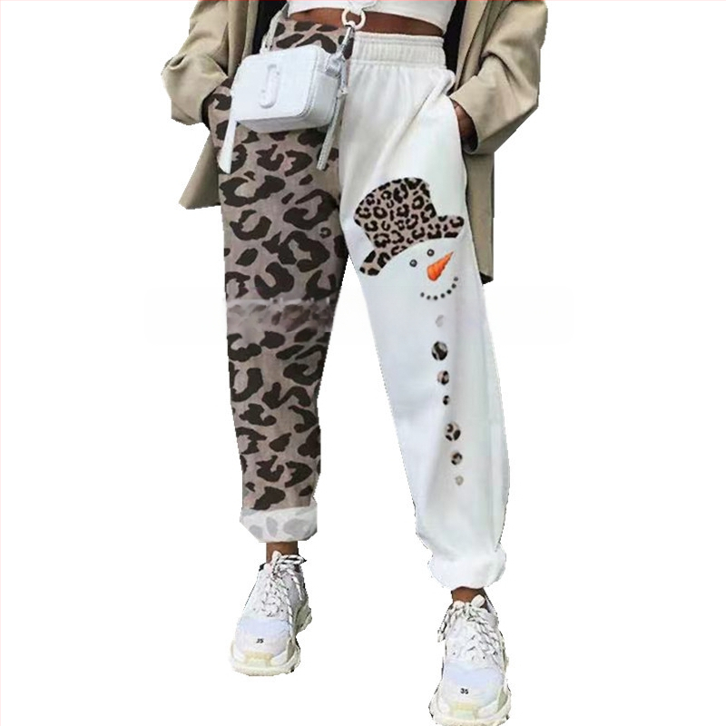 2023 m. moteriškos kelnės, rudens ir žiemos, nauji europietiški ir amerikietiški moteriški drabužiai, kalėdinis pozicionavimo spausdinimas, laisvos fitneso sportinės laisvalaikio sportinės kelnės