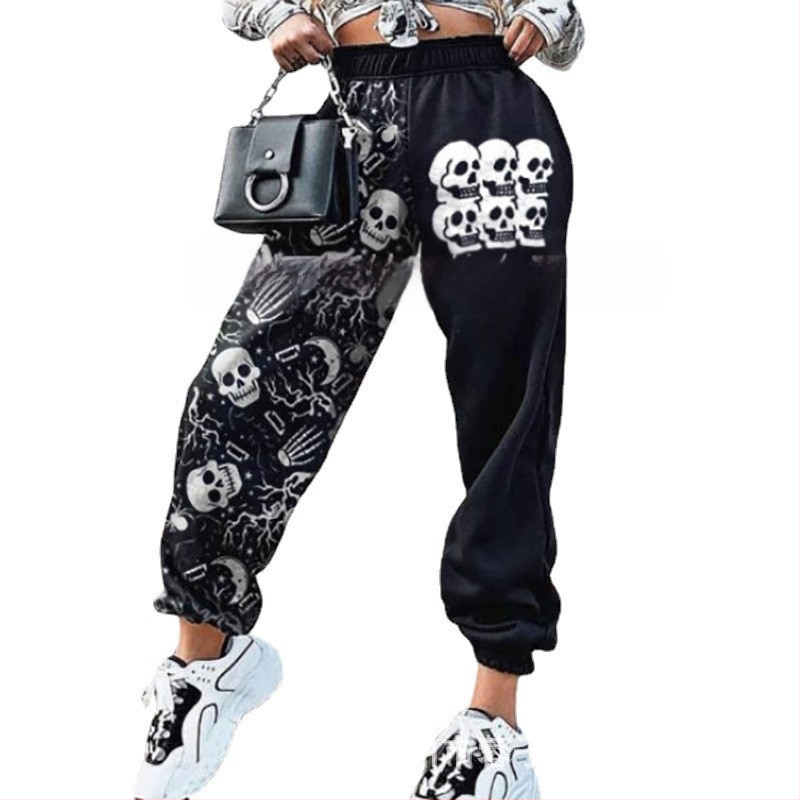 2023 m. moteriškos kelnės, rudens ir žiemos, nauji europietiški ir amerikietiški moteriški drabužiai, kalėdinis pozicionavimo spausdinimas, laisvos fitneso sportinės laisvalaikio sportinės kelnės