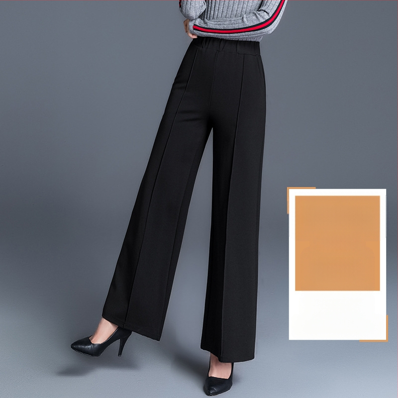 Piiriüleselt hangitud mustad pluss-suuruses laiad püksid naistele sügis-talvel kõrge vöökohaga drapeeringuga lahtised keskealiste emade vabaaja sirged püksid kevadeks