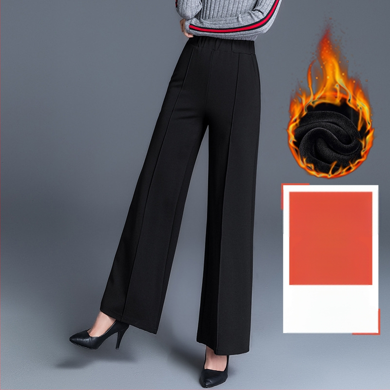 Piiriüleselt hangitud mustad pluss-suuruses laiad püksid naistele sügis-talvel kõrge vöökohaga drapeeringuga lahtised keskealiste emade vabaaja sirged püksid kevadeks