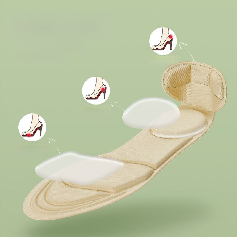 4D sisetallad naistele, kes ei väsi pärast pikka seismist, higi imavad, hingavad, paksendatud, lööke neelavad, ülipehmed kõrge kontsaga kingad, poole suurusega padjad, kontsakleebised