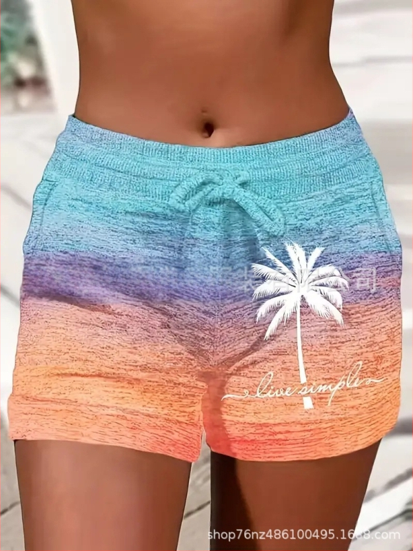 Külkereskedelmi divatos női nyári húzózsinóros rövidnadrág, kényelmes sportruházat, lezser rövidnadrág, rugalmas zsebbel, színben illő rövidnadrág