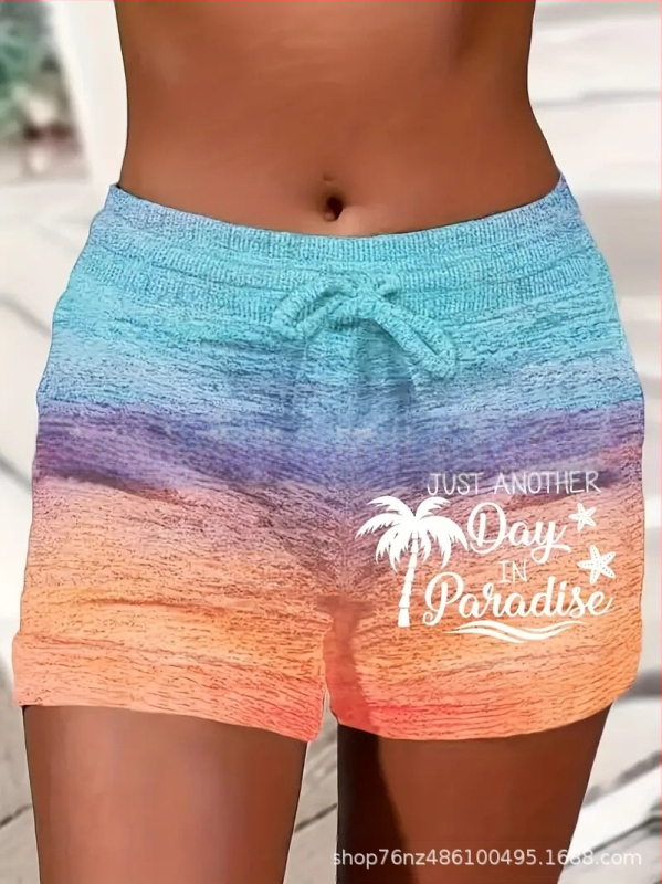 Külkereskedelmi divatos női nyári húzózsinóros rövidnadrág, kényelmes sportruházat, lezser rövidnadrág, rugalmas zsebbel, színben illő rövidnadrág