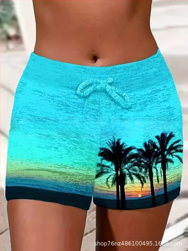 Külkereskedelmi divatos női nyári húzózsinóros rövidnadrág, kényelmes sportruházat, lezser rövidnadrág, rugalmas zsebbel, színben illő rövidnadrág