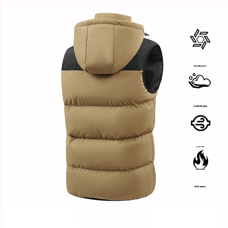 Rudens ir žiemos naujo stiliaus nuimamas gobtuvas vyriška šilta liemenė kontrastingos spalvos liemenė madinga be rankovių medvilninė striukė