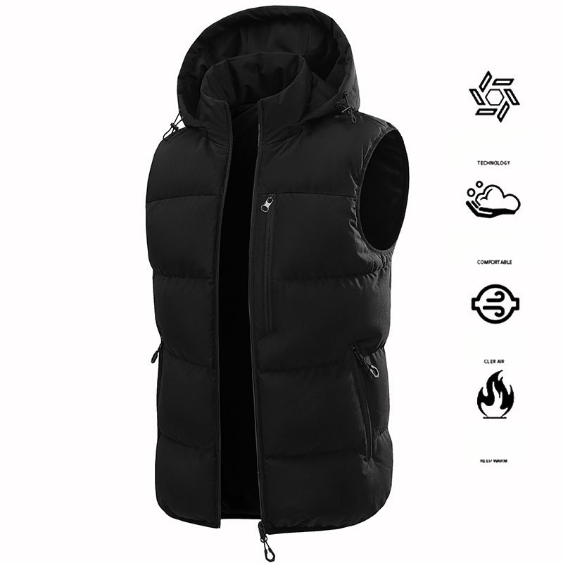 Rudens ir žiemos naujo stiliaus nuimamas gobtuvas vyriška šilta liemenė kontrastingos spalvos liemenė madinga be rankovių medvilninė striukė