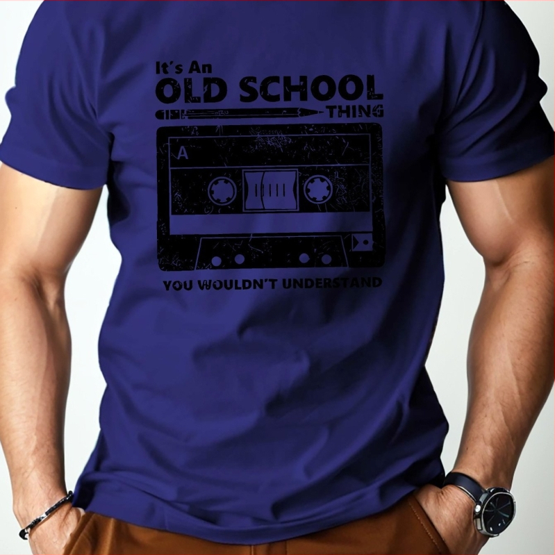 Férfi póló, grafikus mintával, tiszta pamutból, kényelmes szabással -_Yyth