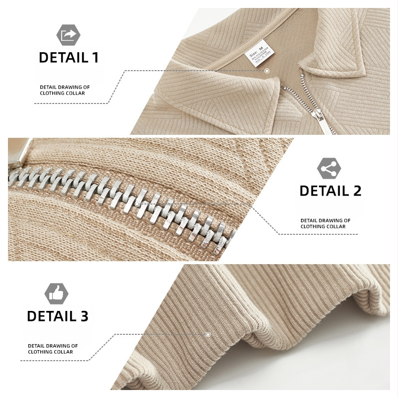 Cross-Border férfi ruházat Amazon American Retro nehézsúlyú őszi pulóver, jacquard, hosszú ujjú, hajtókás, félcipzáras férfi felső