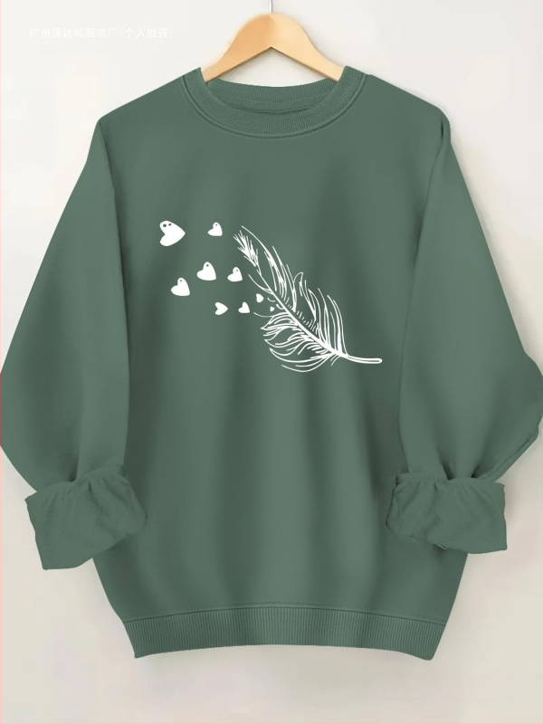 Női lezser, kerek nyakú, kapucnis pulóver geometrikus mintával - puha