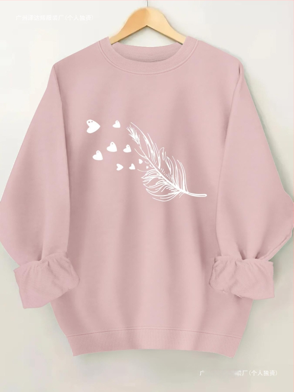 Női lezser, kerek nyakú, kapucnis pulóver geometrikus mintával - puha