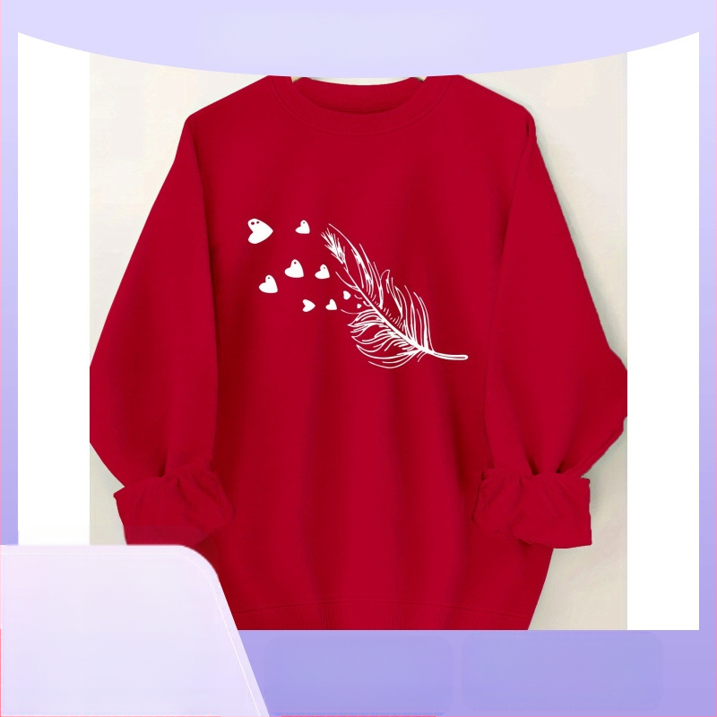 Női lezser, kerek nyakú, kapucnis pulóver geometrikus mintával - puha