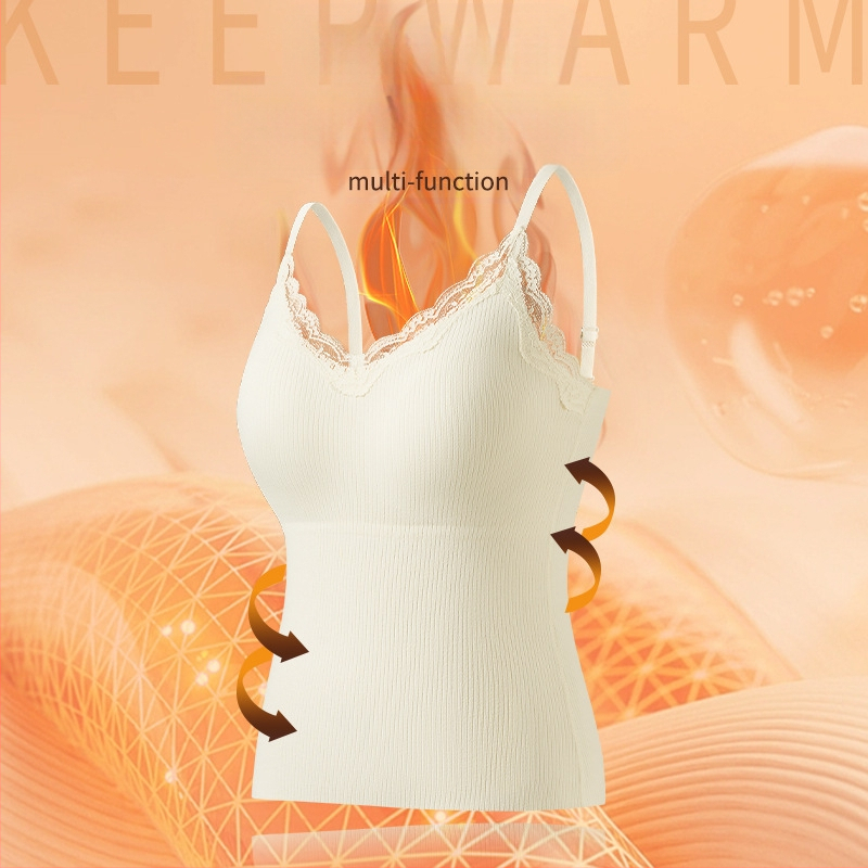 Šilta moteriška vientisa besiūlė apatinė liemenė su krūtinės įdėklu. Rudens ir žiemos lengvi, push-up stiliaus, ploni apatiniai marškinėliai.