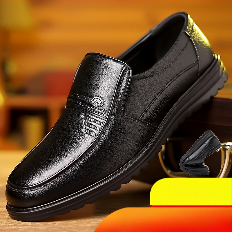 Felső rétegű marhabőr férfi bőrcipő, nagy méret, 47-es üzleti alkalmi cipő, puha talpú, kerek orrú, középkorú és idős apáknak való, száz torony szandál