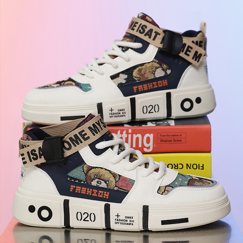 Férfi cipők Tavaszi és őszi vászon magas szárú sportcipők Szülő-gyermek cipők Vastag talpú tornacipők Tizenéveseknek Hétköznapi Közepes szárú Nagyobb gyerek futócipők