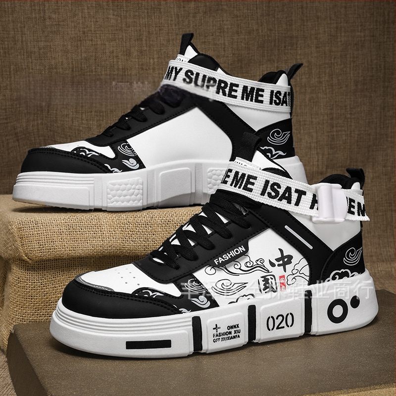 Férfi cipők Tavaszi és őszi vászon magas szárú sportcipők Szülő-gyermek cipők Vastag talpú tornacipők Tizenéveseknek Hétköznapi Közepes szárú Nagyobb gyerek futócipők