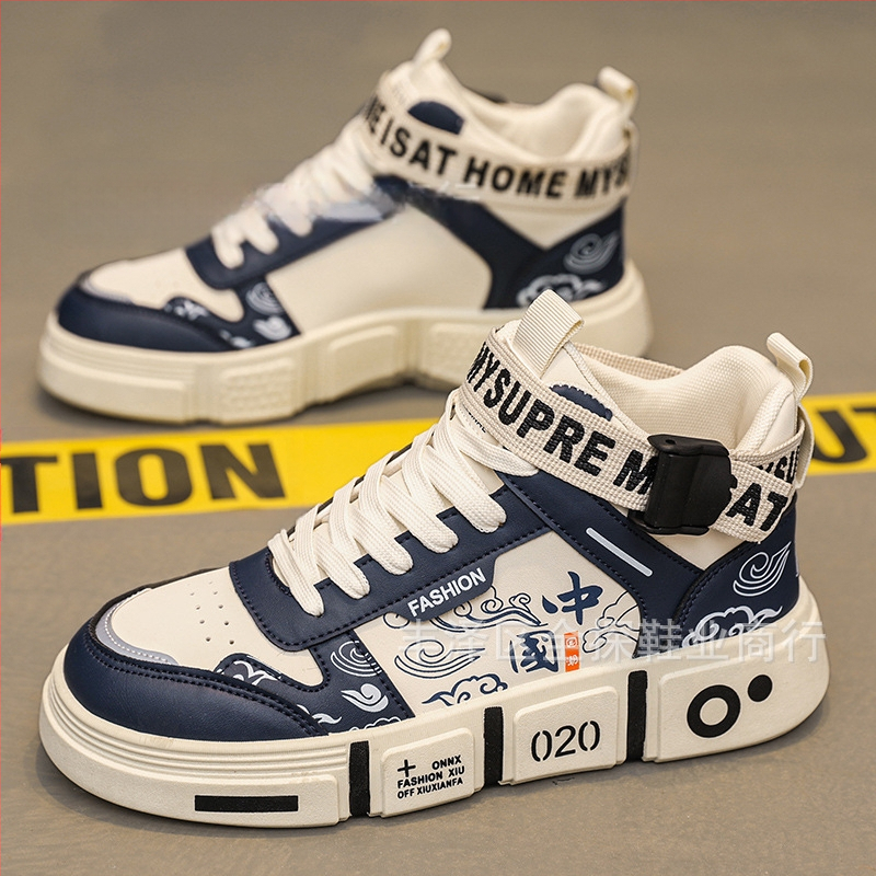 Férfi cipők Tavaszi és őszi vászon magas szárú sportcipők Szülő-gyermek cipők Vastag talpú tornacipők Tizenéveseknek Hétköznapi Közepes szárú Nagyobb gyerek futócipők