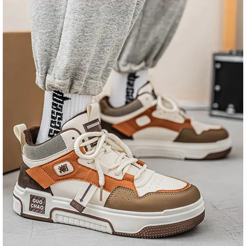 Magas szárú férfi cipő, téli, niche dizájn, Joker alkalmi cipő, ifjúsági, diák, sportcipő, vastag talpú, Xu Heng 6 évszak
