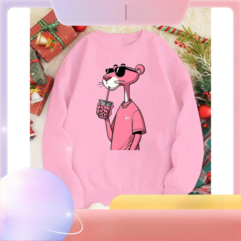 Női divatos rajzfilmfigurás pulóver - Lezser kerek nyakú