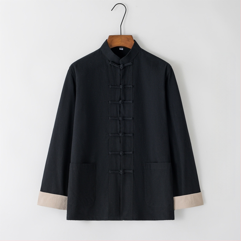 Tang meeste puuvillane ja linane jope kevad- ja sügisese vabaaja lahtise ülaosaga Hiina stiilis pandlaga meeste Guoxue I Jing vabaaja jope