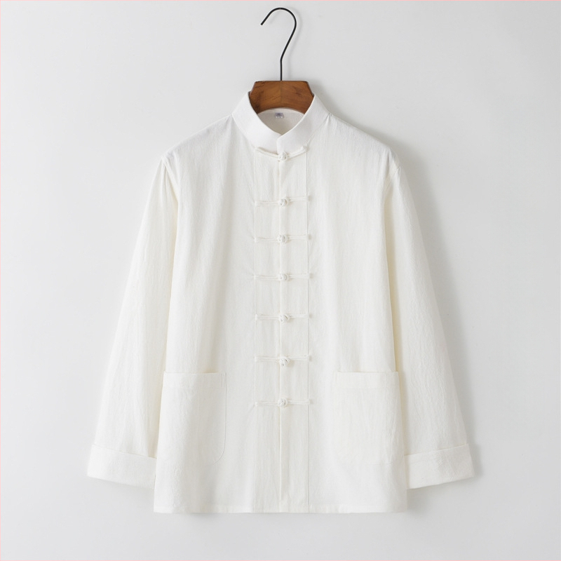 Tang meeste puuvillane ja linane jope kevad- ja sügisese vabaaja lahtise ülaosaga Hiina stiilis pandlaga meeste Guoxue I Jing vabaaja jope