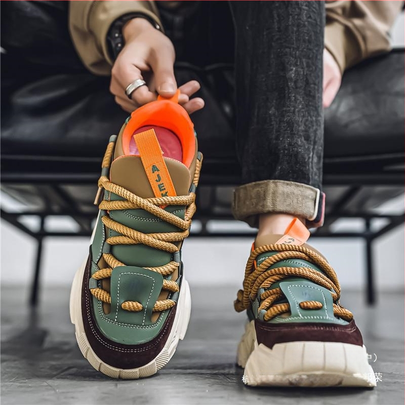 Gyári futó sport bőr Sense Internet Celebrity Tide márka Emelkedett Torre cipő Férfi őszi vastag talpú alkalmi minden mérkőzéshez