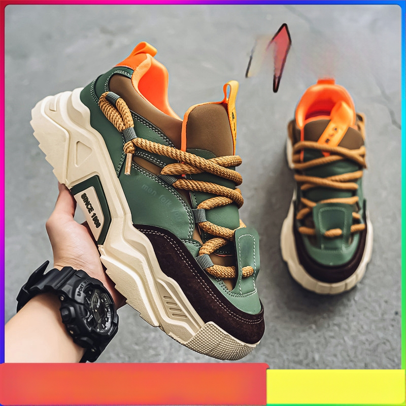 Gyári futó sport bőr Sense Internet Celebrity Tide márka Emelkedett Torre cipő Férfi őszi vastag talpú alkalmi minden mérkőzéshez