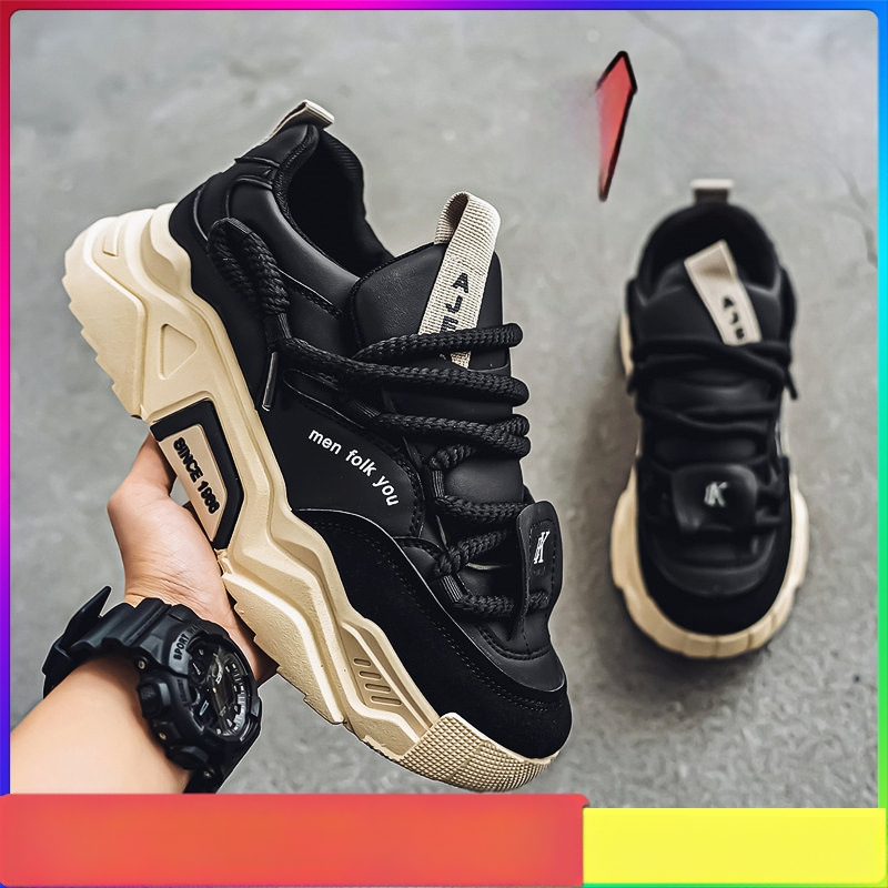 Gyári futó sport bőr Sense Internet Celebrity Tide márka Emelkedett Torre cipő Férfi őszi vastag talpú alkalmi minden mérkőzéshez