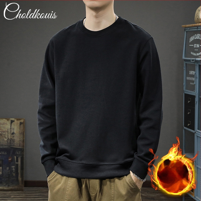 Тежък американски стил ретро чисто черен суитшърт с кръгло деколте за мъже, пролетно-есенен нов висок клас модерен марков свободен ежедневен яке