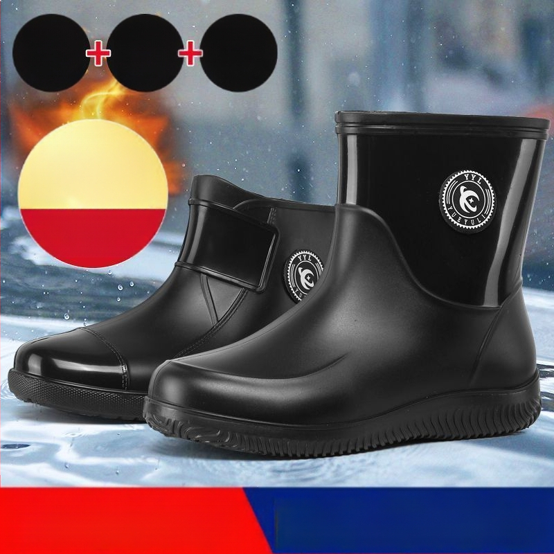 Meeste täiskasvanutele mõeldud veekindlad libisemiskindlad lühikesed paksu põhjaga vihmasaapad, kulumiskindlad köögi- ja autopesula kummist kingad