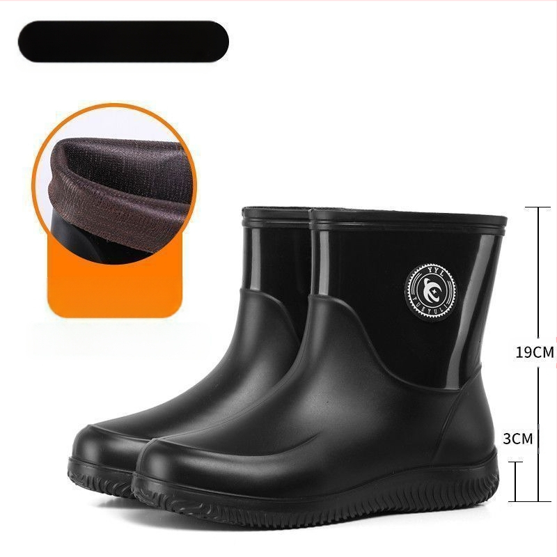 Meeste täiskasvanutele mõeldud veekindlad libisemiskindlad lühikesed paksu põhjaga vihmasaapad, kulumiskindlad köögi- ja autopesula kummist kingad