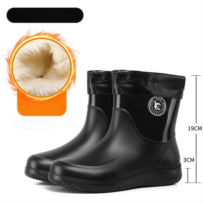 Meeste täiskasvanutele mõeldud veekindlad libisemiskindlad lühikesed paksu põhjaga vihmasaapad, kulumiskindlad köögi- ja autopesula kummist kingad