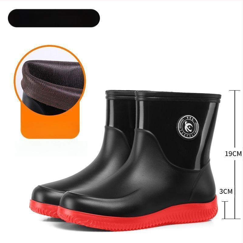 Meeste täiskasvanutele mõeldud veekindlad libisemiskindlad lühikesed paksu põhjaga vihmasaapad, kulumiskindlad köögi- ja autopesula kummist kingad