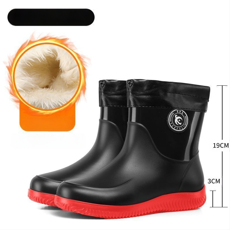 Meeste täiskasvanutele mõeldud veekindlad libisemiskindlad lühikesed paksu põhjaga vihmasaapad, kulumiskindlad köögi- ja autopesula kummist kingad