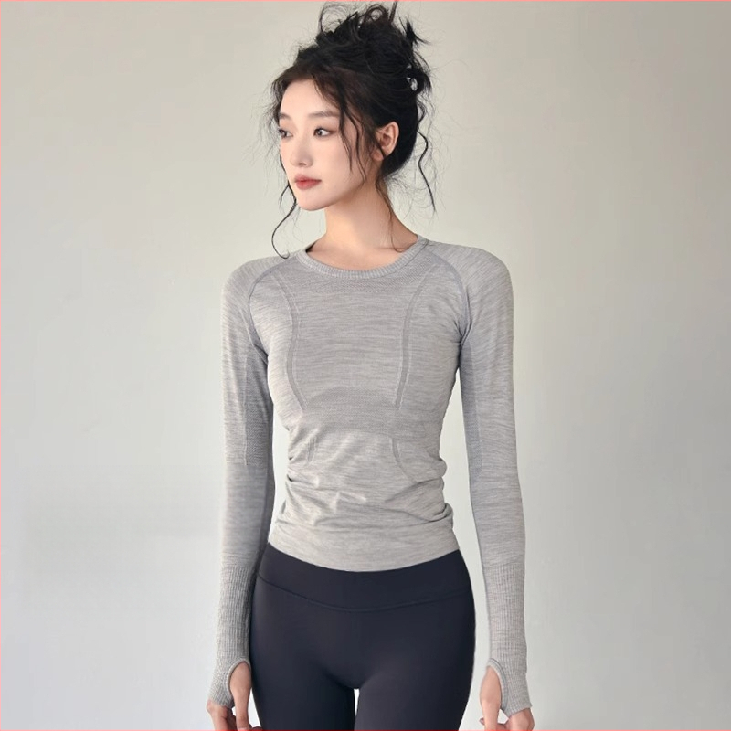 25 naiste spordipluusi, sügis- ja talvestiil, kitsas lõige, ümar kaelus, kiiresti kuivavad joogarõivad, jooksutreeninguks, hingavad fitnessirõivad, pikkade varrukatega