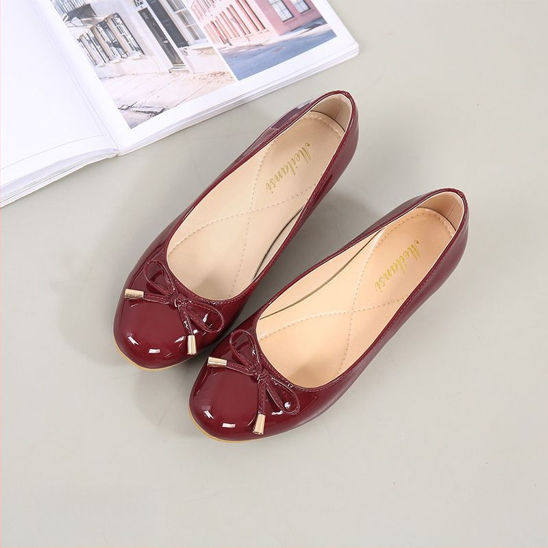 Pantofi de damă din piele naturală cu toc gros și vârf rotund, roșii, pentru mame de vârstă mijlocie, cu talpă moale, din piele, pantofi cu un singur strat, pantofi de nuntă cu toc mediu, mărime mică