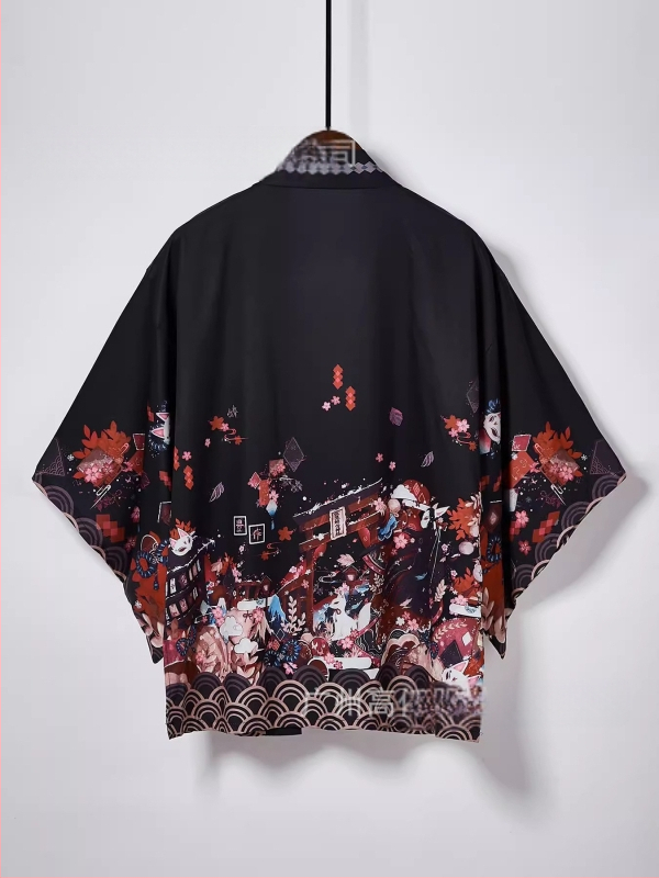 2024. gada pārrobežu jauns produkts Retro elementu sērija apmetnis jauns Harajuku Kimono halāts virsdrēbes Haori apmetnis kardigans