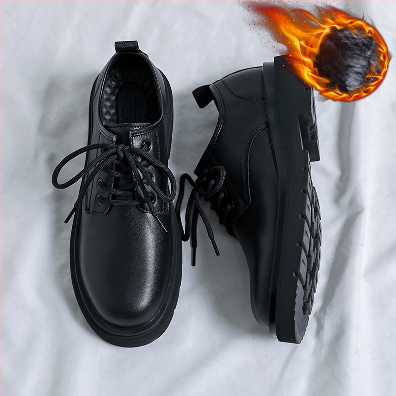 Odiniai batai vyrams rudens ir žiemos rudi dalykiniai laisvalaikio batai su vilnos pamušalu Derbio vyriški batai britiški didelėmis galvutėmis, didėjantys vestuviniai batai