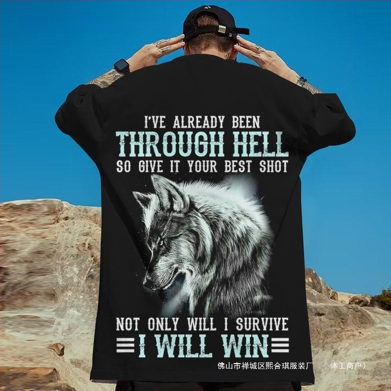 Tricouri cu animale pentru bărbați, imprimeu 3D Wolf, Street Harajuku, scurte