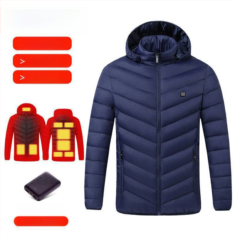 Nová technológia elektrického vykurovania s bavlnenou podšívkou, pánska a dámska inteligentná vykurovacia bavlnená podšívka, nabíjanie oblečenia s celotelovým vykurovaním, zimný kabát