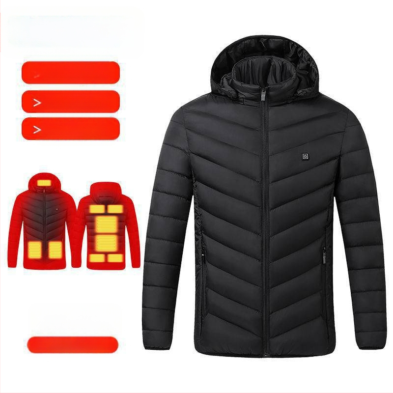Nová technológia elektrického vykurovania s bavlnenou podšívkou, pánska a dámska inteligentná vykurovacia bavlnená podšívka, nabíjanie oblečenia s celotelovým vykurovaním, zimný kabát