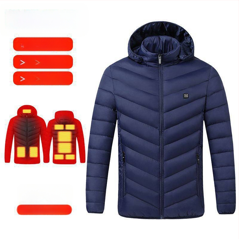 Nová technológia elektrického vykurovania s bavlnenou podšívkou, pánska a dámska inteligentná vykurovacia bavlnená podšívka, nabíjanie oblečenia s celotelovým vykurovaním, zimný kabát