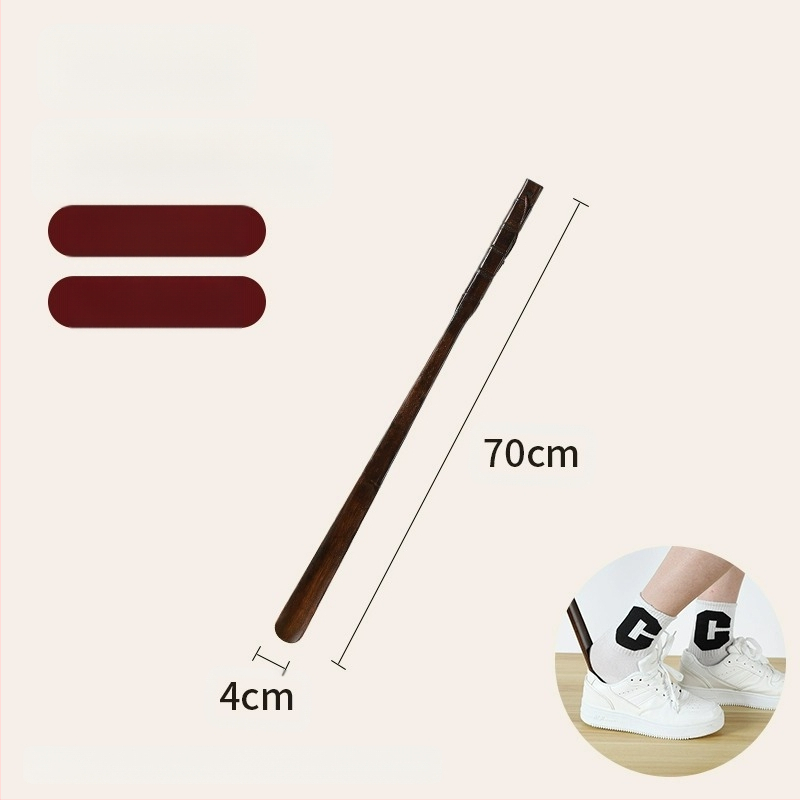 Medžio masyvo batų traukiklis, ilga rankena, pagyvenusių moterų, nėščių moterų, nesulenktų batų, dėvėtų batų artefaktą, medinį batų traukiklį, taupantį laiką