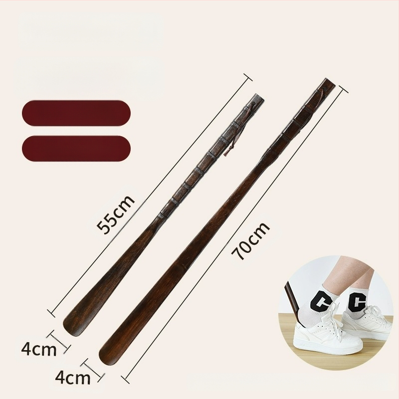 Medžio masyvo batų traukiklis, ilga rankena, pagyvenusių moterų, nėščių moterų, nesulenktų batų, dėvėtų batų artefaktą, medinį batų traukiklį, taupantį laiką