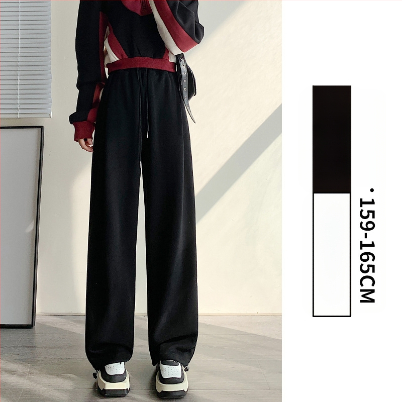 Pantaloni sport gri alb pentru femei, primăvara și toamna vara 2024, talie înaltă, subțire, cu picior drept, pantaloni largi, pantaloni sport casual mici