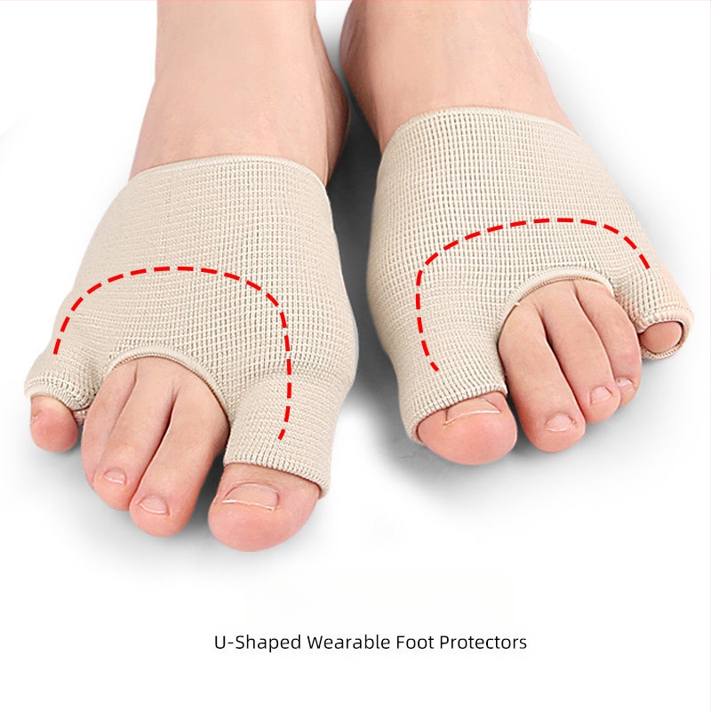Priekinės pėdos pagalvėlės silikoninis diržas su audiniu, U formos, skirtas priekinės pėdos skausmui malšinti, trijų skylių piršto valgus korekcija, didžiojo piršto priežiūros užvalkalas