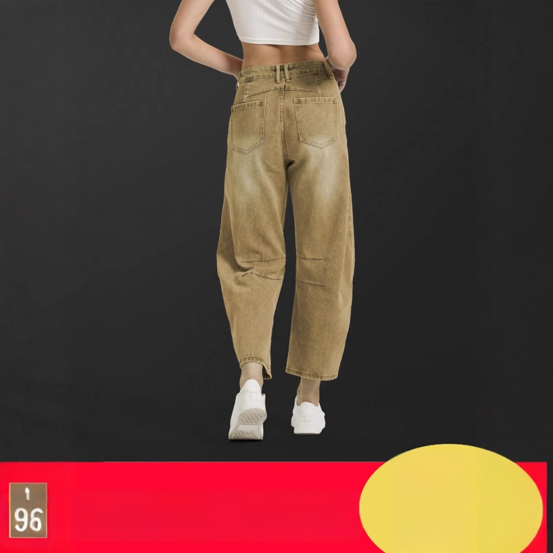 Tarpvalstybinė užsienio prekyba „Amazon“ Europos ir Amerikos „Lazy Banana“ kelnės Chaki spalvos pjautuvo spalvos kelnės Džinsinės devynių taškų kelnės moterims