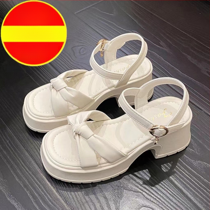 Pantofi de vară pentru femei, cu cap pătrat, toc gros, fund gros, asortați, cu toc plat, nu obosiți, cu sandale, 2024, noi