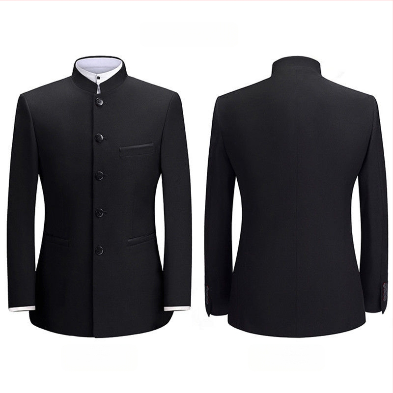 Luksuslik Zhongshani ülikond, meeste noorte pulmakleit, moebrändi õhuke hiina stiilis stand-kraega ülikond, hiina stiilis tangi ülikond