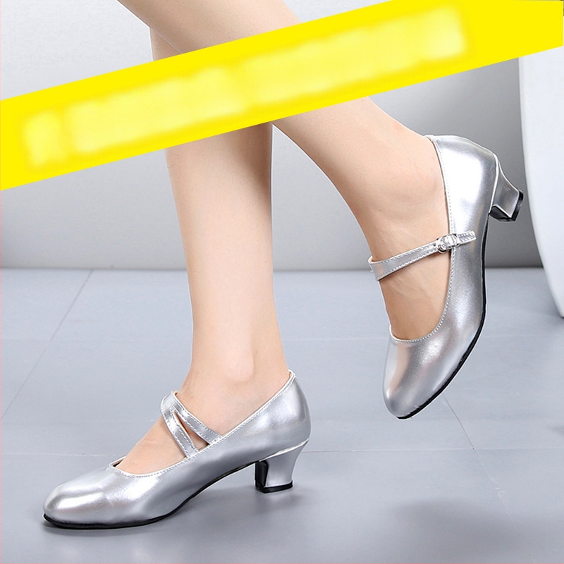 Palaikykite mišrios partijos Lotynų Amerikos šokių batelius, vieno diržo, šiuolaikinių šokių batelius, kvadratinius šokių batelius, guminius padus, moteriškus, plaukų kartos batelius