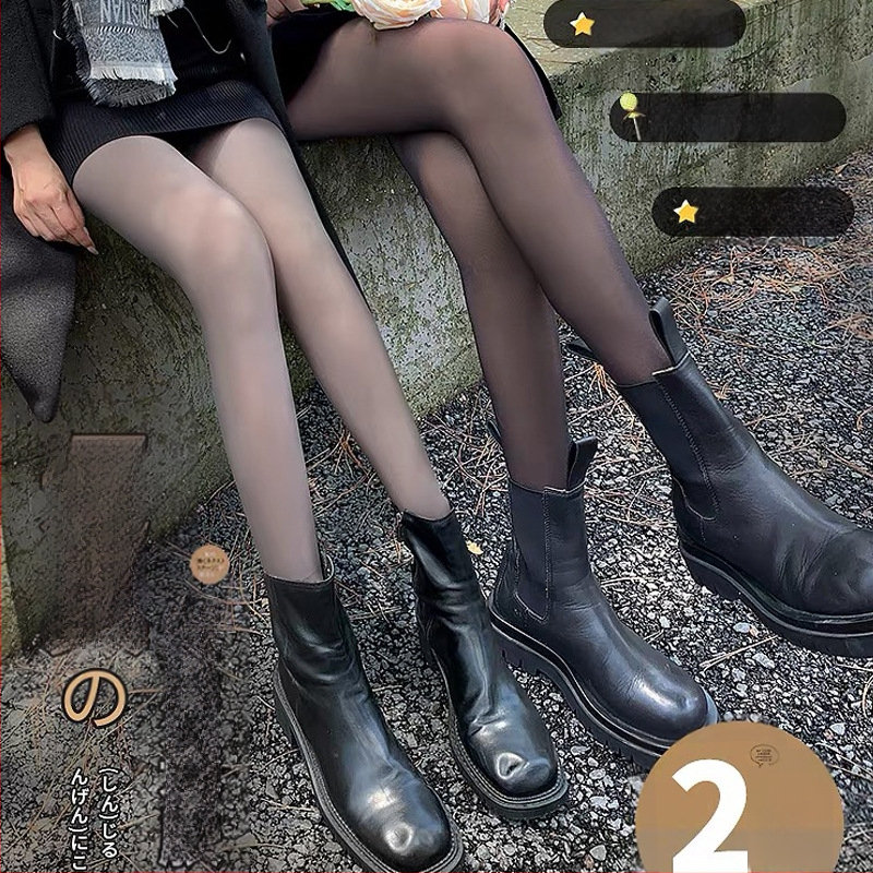 Dvojdielne čierne priehľadné legíny s flísovou podšívkou, dámske jesenné a zimné vrchné oblečenie, falošné priehľadné pančuchy, vrchné oblečenie s ľahkými nohavicami